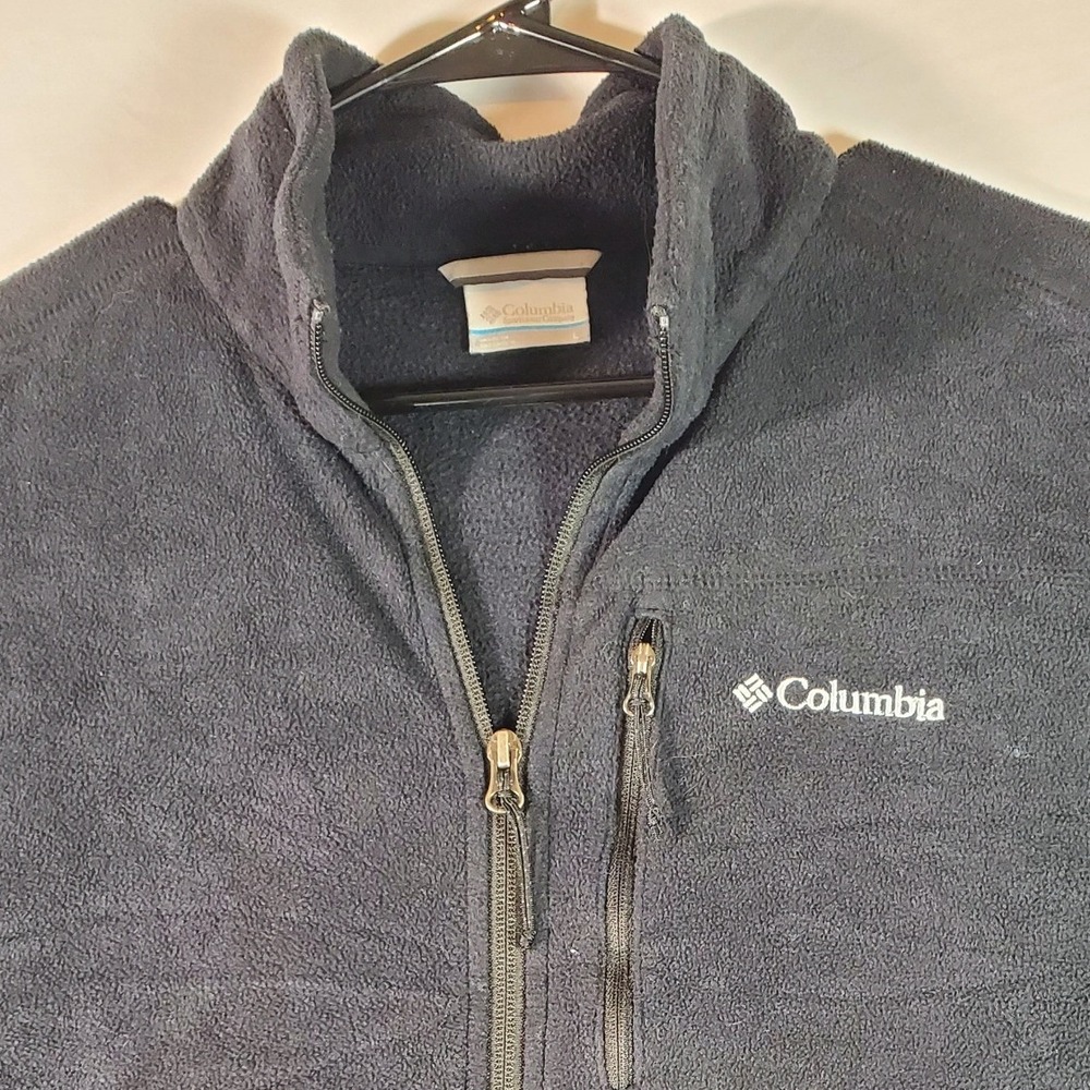 Columbia Fleece Jacket Full Zip Navy Blue‎ Mens Size L Puffer Outdoor